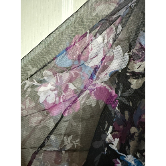 Women's Torrid Plus 1X Black Purple Floral Mesh A-Line Skirt - Picture 4 of 11